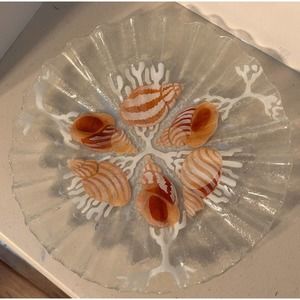 Vintage Sydenstricker Shells And Coral Platter 12" Fused Glass